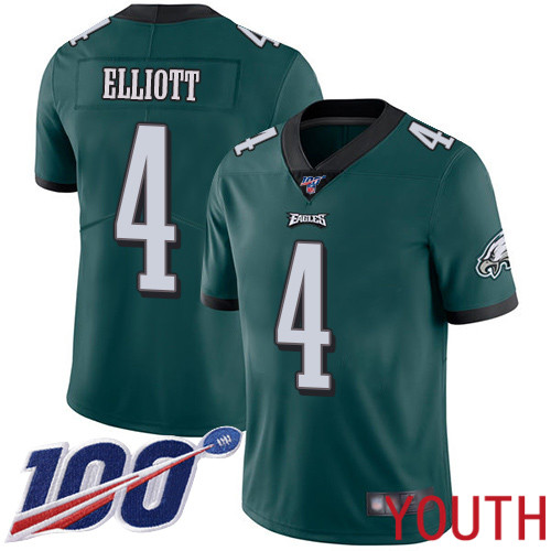 Youth Philadelphia Eagles #4 Jake Elliott Midnight Green Team Color Vapor Untouchable NFL Jersey Limited Player 100th
